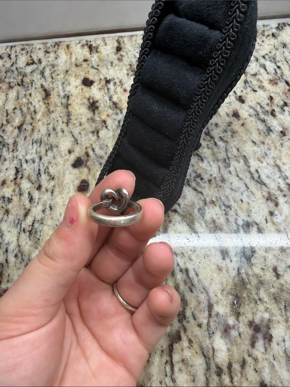 Sterling Silver Knot Ring on Black Velvet Display